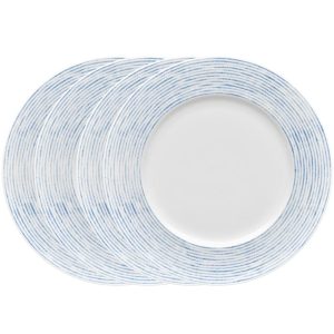 Hammock Set Of 4 Rim Dinner Plates – Stripes, 11″  |  Plates Dinnerware Blue, Green, Grey