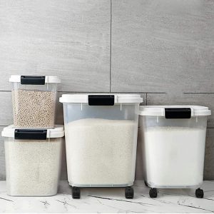 HANAMYA Rice Storage Container with Measuring Cup  |  Pantry Organizer Kitchen Storage Clear