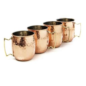 Handmade Gold Moscow Mule 16 oz. Hammered Copper Mug with Brass Handle  |  Drinking Glasses Dinnerware Drinking Glasses