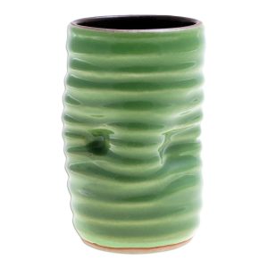 Handmade Green Ripple Ceramic Cup  |  Cups Cups Cups