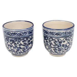 Handmade Palatial Mornings Ceramic Cups (Pair)  |  Cups Cups Blue