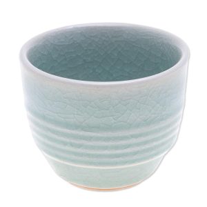 Handmade Relaxing Afternoon Celadon Ceramic Teacup  |  Cups Cups Blue