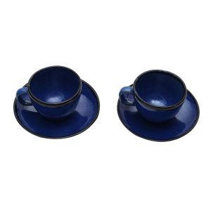 Handmade Relaxing Blue Ceramic Cups And Saucers (Pair)  |  Cups Cups Blue