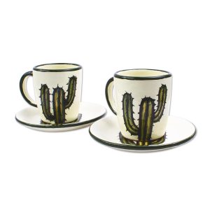 Handmade Saguaro Ceramic Cups And Saucers (Pair)  |  Cups Cups Cups