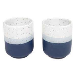 Handmade Snowy Midnight Ceramic Cups (Pair)  |  Cups Cups Blue