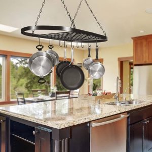 Hanging Pot Holder Kitchen Rack Cookware Organizer  |  Pot Racks Kitchen Storage Black