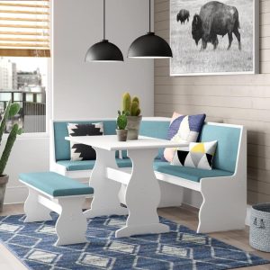 Hannah Breakfast Nook 3-piece Dining Set  |  Kitchen and Dining Sets Kitchen & Dining Sets Black, Blue, Cream, Grey, Multi, Natural, White