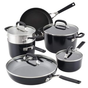 Hard-Anodized Nonstick Cookware Pots and Pans Set, 10-Piece, Onyx Black  |  Cookware Sets Cookware Sets Black