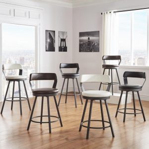 Harley Faux Leather Graphite Grey Metal Swivel Stools (Set of 2) by  Modern  |  Counter and Bar Stools Counter & Bar Stools Black, Brown, Grey, White