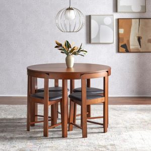 Harrisburg Tobey 5-piece Compact Round Dining Set  |  Kitchen and Dining Sets Kitchen & Dining Sets Brown, Grey, White