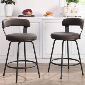 Hausfame Metal Counter Height Industrial Swivel Bar Stools  |  Counter and Bar Stools Counter & Bar Stools Beige, Brown, Grey