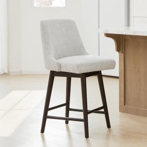 Hazel Upholstered Counter Height Swivel Barstool with Back  |  Counter and Bar Stools Counter & Bar Stools Black, Blue, Brown, Grey, Ivory, White, Yellow