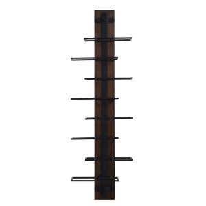 Heath – Wood and Metal Wall Wine Holder  |  Wine Racks Kitchen Storage Brown