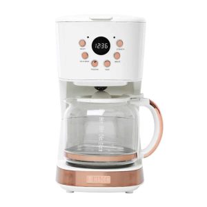 Heritage 12 Cup Programmable Retro Coffee Maker Machine, Ivory/Copper – 6.89  |  Espresso Machines Coffee & Tea Espresso Machines