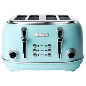 Heritage 4-Slice Wide Slot Stainless Steel Body Retro Toaster, Turquoise  |  Toasters Kitchen Appliances Blue, Pink, White