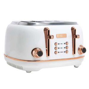 Heritage 4 Slice Wide Slot Toaster with Removable Crumb Tray, Ivory/Copper – 4.2  |  Toasters Kitchen Appliances Toasters