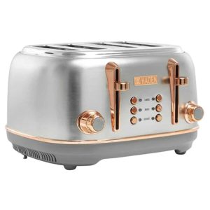 Heritage 4 Slice Wide Slot Toaster with Removable Crumb Tray, Steel/Copper – 4.2  |  Toasters Kitchen Appliances Toasters