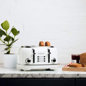 Heritage Retro Wide Slot 4-slice Toaster  |  Toasters Kitchen Appliances Black, Blue, Off-White, Pink, Stainless Steel