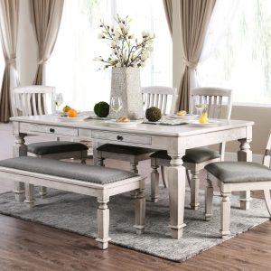 Hish Rustic White 72-inch Wood Dining Table with Storage  |  Kitchen and Dining Tables Kitchen & Dining Tables Kitchen & Dining Tables