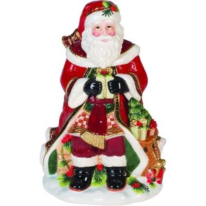 Holiday Tiding Santa Cookie Jar – 11.5-Inch  |  Kitchen Canisters Kitchen Canisters Green, Red, White