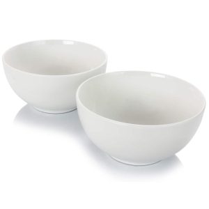 Home 2 Piece 7 Inch Ceramic All-Purpose Round Bowl Set in White  |  Bowls Bowls Bowls