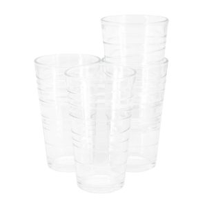 Home 4 Piece 13.5 Oz Swirl Glass Tumbler Set  |  Drinking Glasses Dinnerware Clear