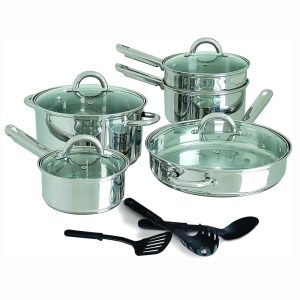 Home Abruzzo 12 Pc Stainless Steel Cookware & Utensil Set, Silver  |  Cookware Sets Cookware Sets Cookware Sets