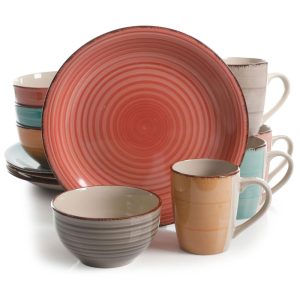 Home Color Vibes Pastel 12 Piece Stoneware Dinnerware Set in Assorted Colors  |  Dinnerware Sets Dinnerware Dinnerware Sets