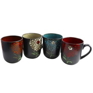 Home Gardenia Cafe 4 Piece 16 oz. Assorted Mug Set  |  Mugs Dinnerware Mugs