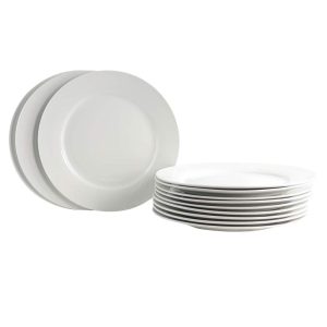 Home Noble Court 12 Piece Dinner Plate Set in White  |  Plates Dinnerware Plates