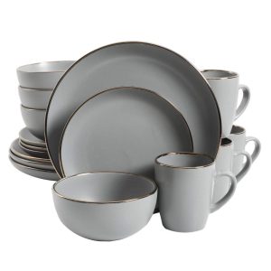 Home Rockaway Gold 16-Piece Dinnerware Set  |  Dinnerware Sets Dinnerware Black, Blue, Grey, White