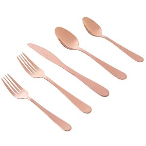 Home Stravida 20 Pc Flatware Set in Rose Gold Stainless Steel  |  Flatware Dinnerware Flatware