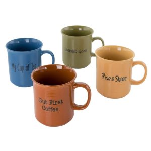 Home Thoughtful Morning 4 Piece 26 Ounce Stoneware Cup Set  |  Cups Cups Cups