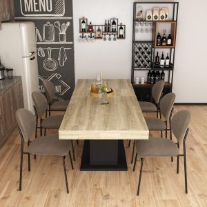 Home Wood Dining Table Extendable Table Meeting Working Computer  |  Kitchen and Dining Tables Kitchen & Dining Tables Black, Brown, White