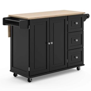 Homestyles Mobile Kitchen Island Cart with Wood Top and Dropleaf Breakfast Bar  |  Home Bars Home Bars Black, Blue, Off-White