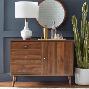 Horsens 3-Drawer Mid-Century Modern Buffet/Sideboard  |  Buffets and Sideboards Buffets & Sideboards Black, Brown, White