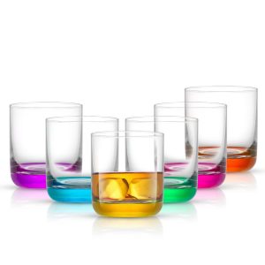 Hue Colored Double Old Fashion Whiskey Glass Tumbler – 10 oz – Set of 6 – 10 oz.  |  Drinking Glasses Dinnerware Drinking Glasses