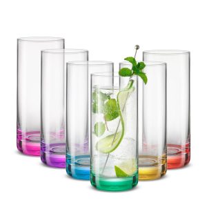 Hue Colored Highball Drinking Glasses – 13 oz – Set of 6 – 13 oz  |  Drinking Glasses Dinnerware Drinking Glasses