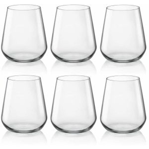 InAlto Uno Stemless Wine Glass Set of 6 – 15.25 oz.  |  Wine Glasses Dinnerware Clear