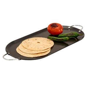 Infuse 15.75-inch x 7.75-inch Oval Carbon Steel Comal / Griddle  |  Grill Pans and Griddles Black