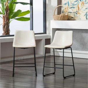 Inyo Vintage PU Leather Counter-height Stools (Set of 2)  |  Counter and Bar Stools Counter & Bar Stools Brown, Grey, White