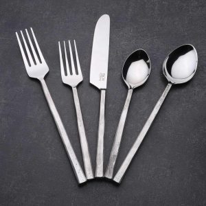 Jason Design 5-piece Nascent Steel Flatware Set  |  Flatware Dinnerware Brushed Nickel