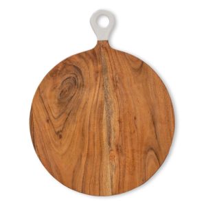 Jeanne Fitz Wood + White Collection Acacia Wood Round Charcuterie Board, Large  |  Serveware Dinnerware Brown