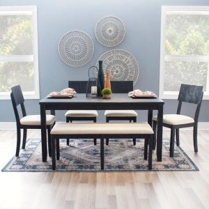 Jepson 6-Piece Boho Dining Set  |  Kitchen and Dining Sets Kitchen & Dining Sets Black