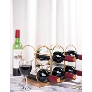 JoJo Fletcher 6 Bottle Countertop Wine Rack  |  Wine Racks Kitchen Storage Gold