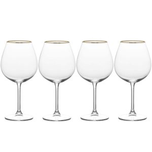 Julie Gold Set of 4 Wine Glasses  |  Wine Glasses Dinnerware Clear