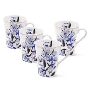 Kaia Platinum 13.5oz Mugs, Set of 4  |  Mugs Dinnerware Mugs