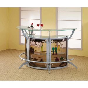 Kendall Sliver and Smoked Bar Unit (Set of 3)  |  Home Bars Home Bars Grey