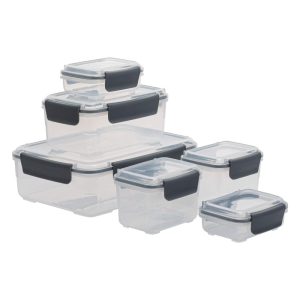 Kitchen Details 12 Piece Airtight Food Storage Container Set – 10.04″ x 7.48″ x 3.35″  |  Food Storage Containers Food Storage Containers Clear