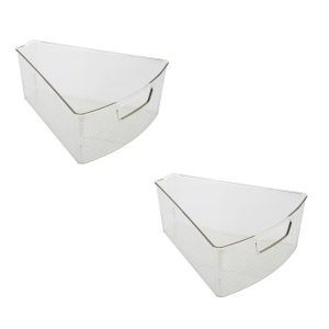 Kitchen Details 2 Pack Triangular Lazy Susan Organizer Bins in Clear – 10.24″x9.25″x4″  |  Food Storage Containers Food Storage Containers Clear